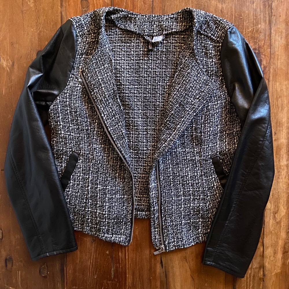 Leather and tweed jacket